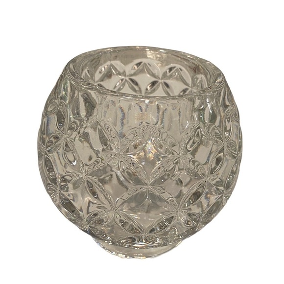 Vintage Clear Glass Reversible Large Fairy Lamp Diamond Cut Design Candle Holder - Picture 4 of 8